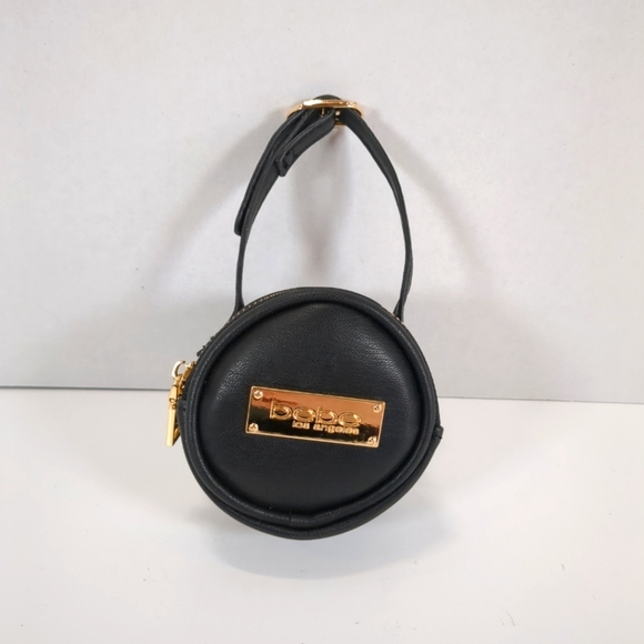 Bebe Los Angeles  Round Black Coin Purse Adjustable Strap - Picture 1 of 7
